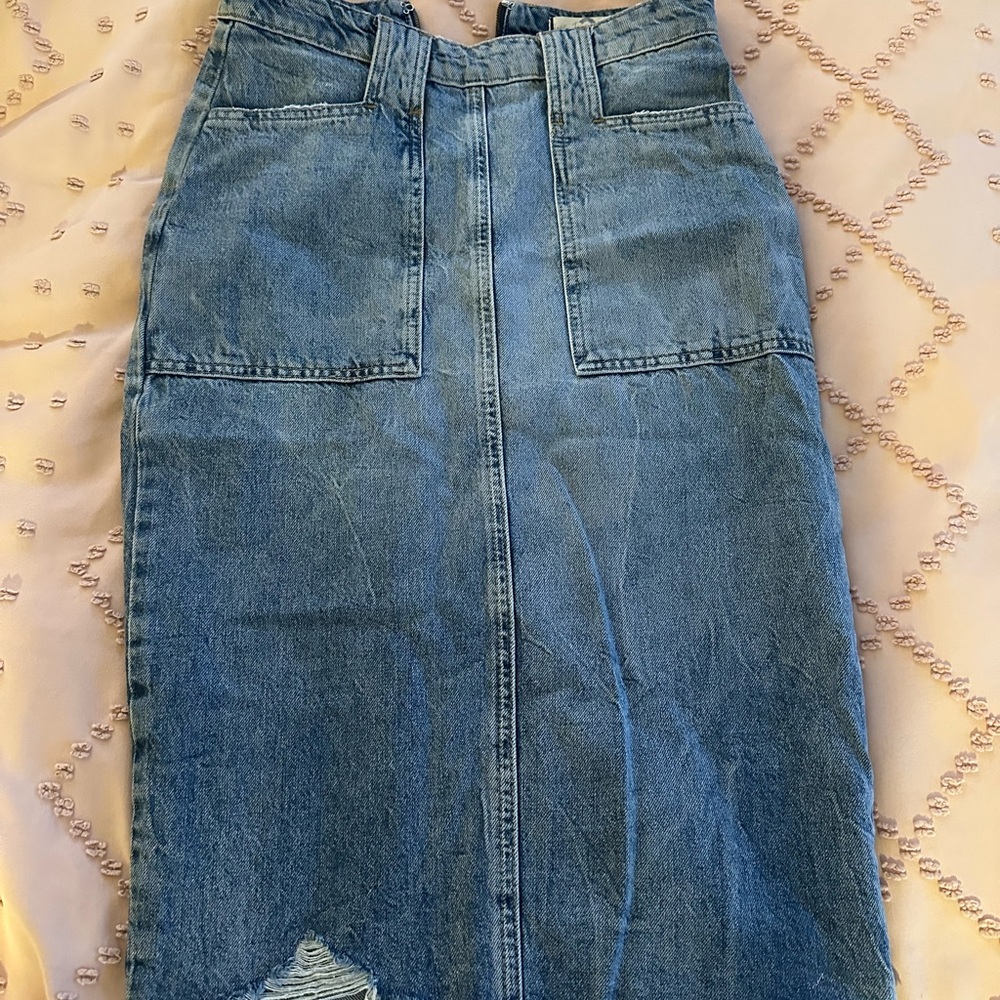 We The Free Blue Denim Skirt